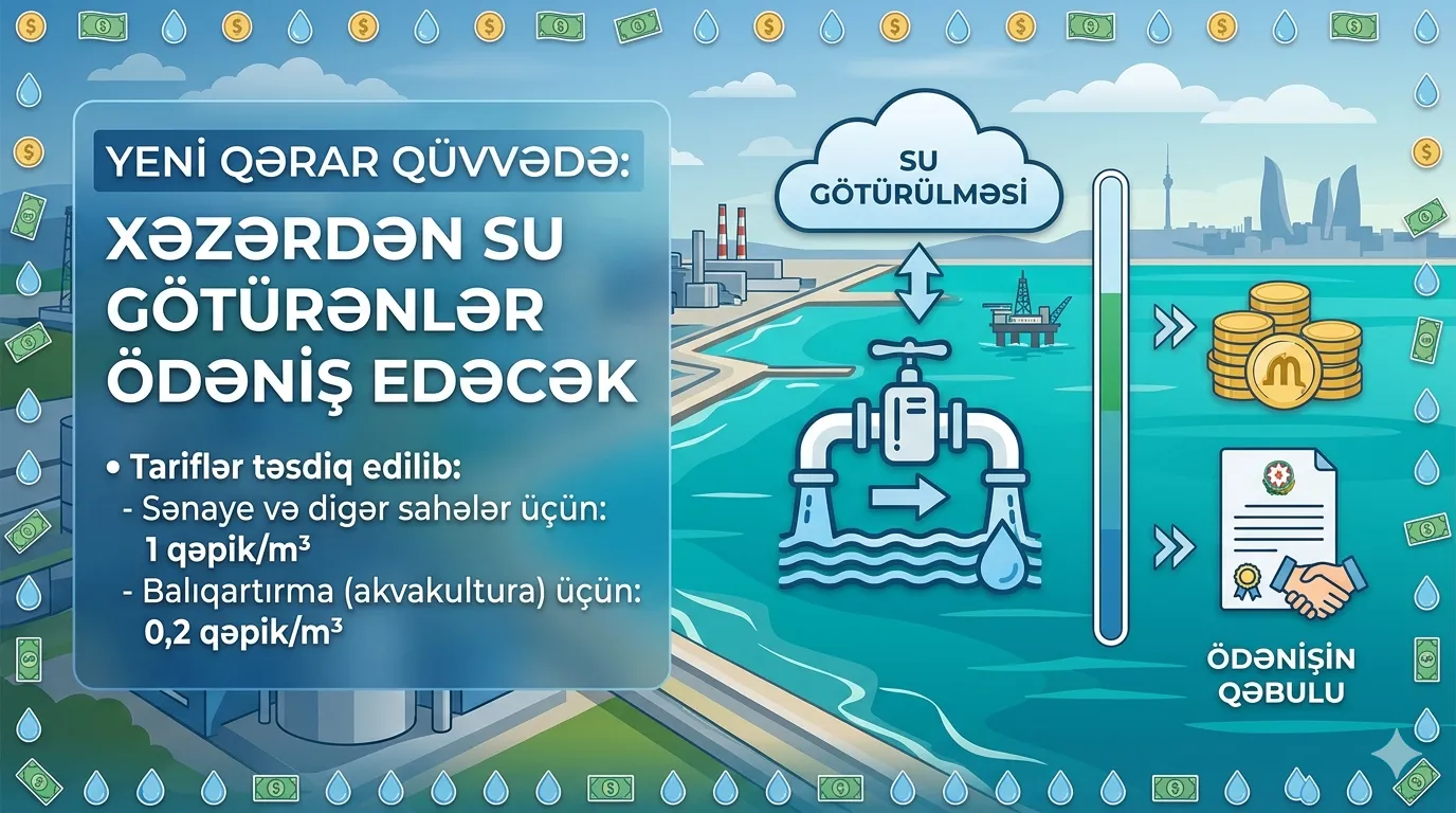 Yeni qərar qüvvədə: Xəzərdən su götürənlər ödəniş edəcək